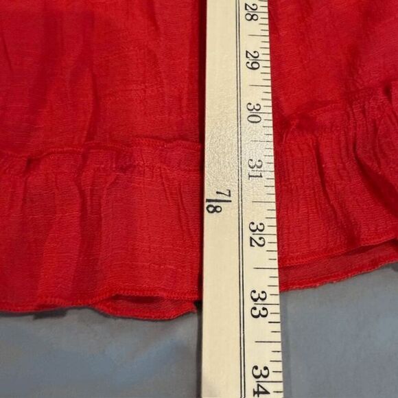 BaeVely One Shoulder Ruffle Red Mini Dress Elastic Waist Lined Size Medium - Picture 10 of 11